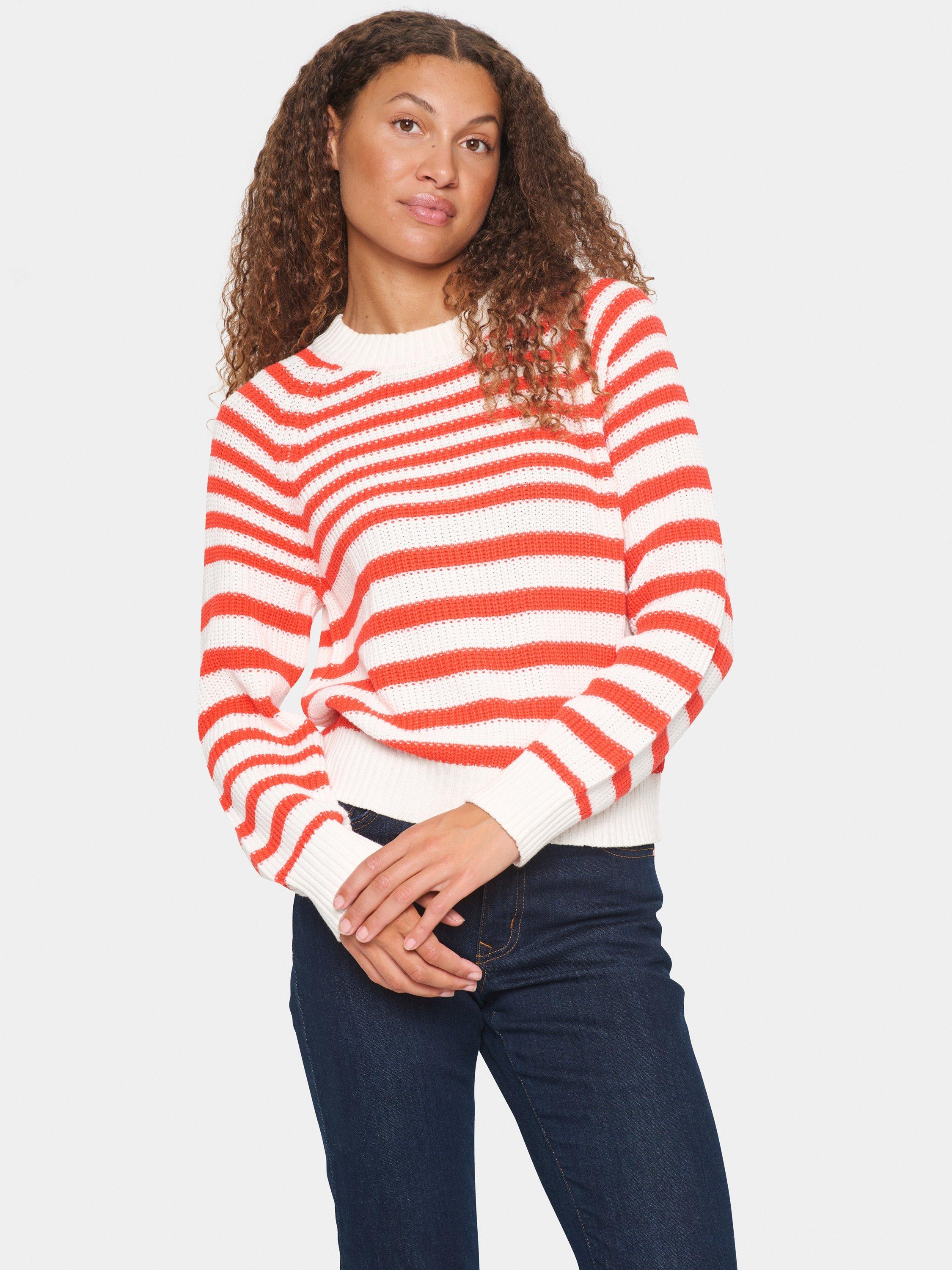 Product image 1 of 6, which shows Saint Tropez Ibenmei Stripe Jumper, Red/White, XS