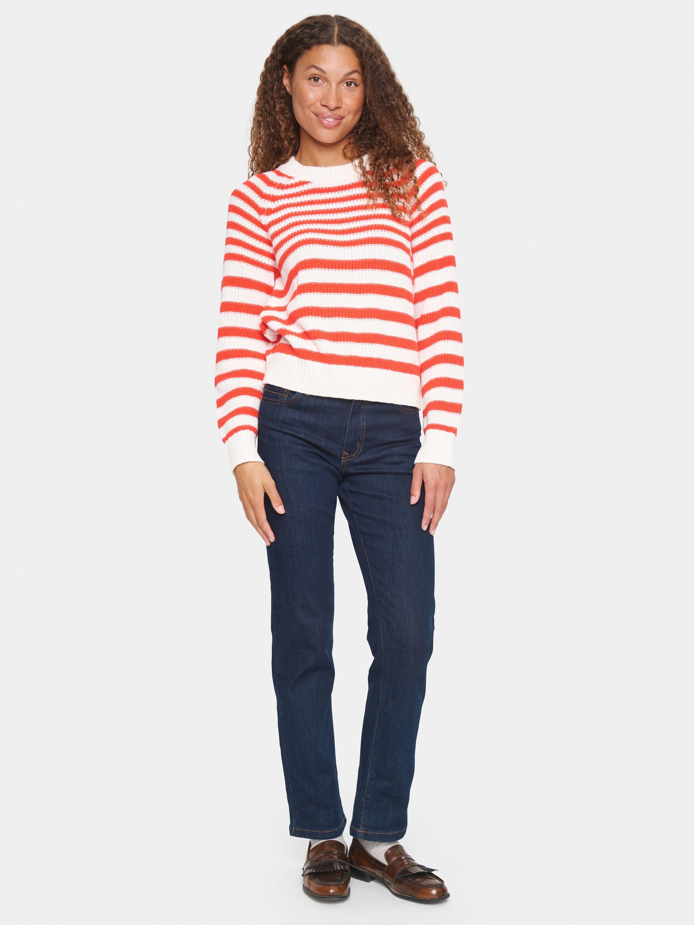 Product image 3 of 6, which shows Saint Tropez Ibenmei Stripe Jumper, Red/White, XS