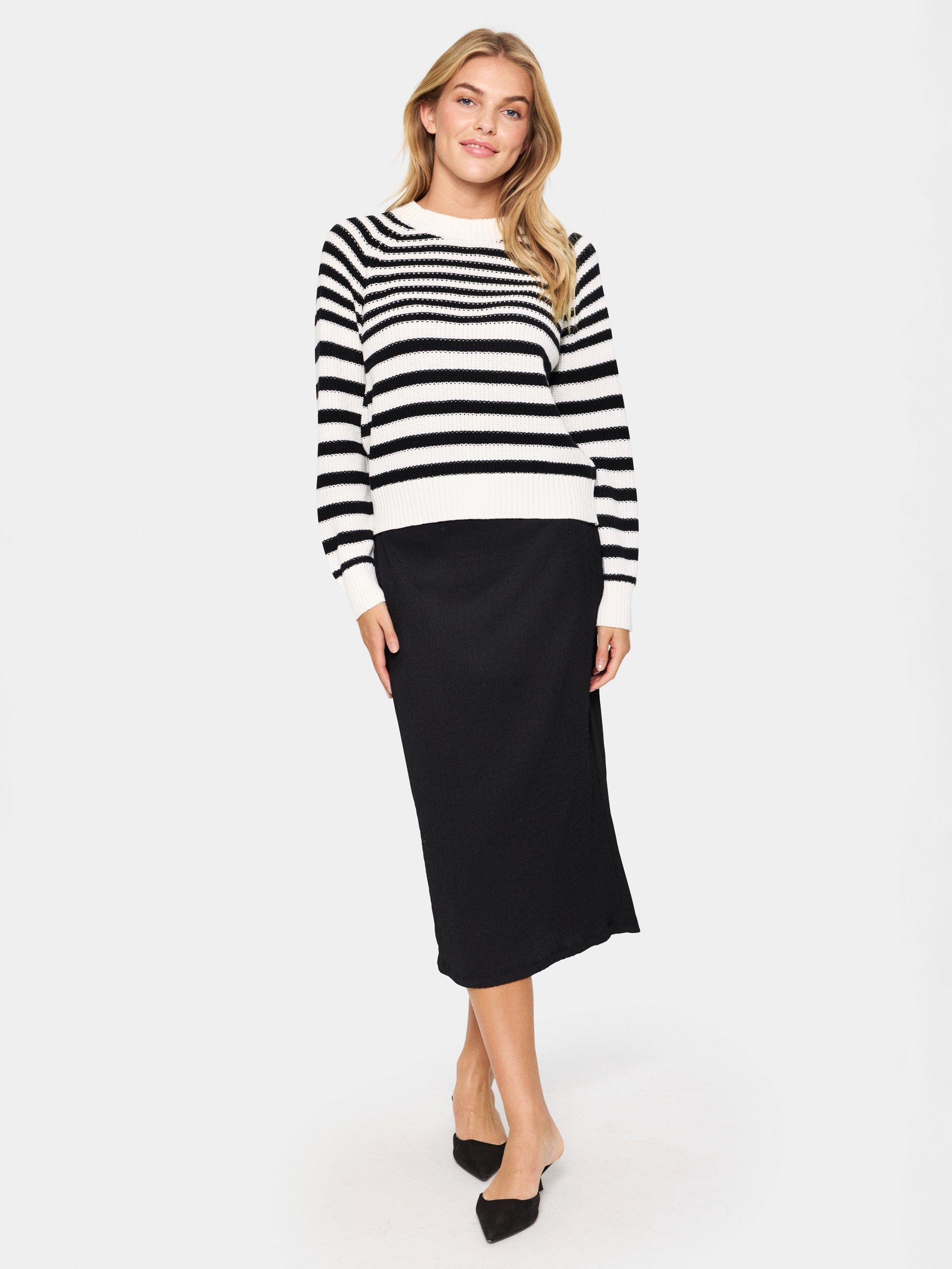 Product image 3 of 6, which shows Saint Tropez Ibenmei Stripe Jumper, Black/Multi, S