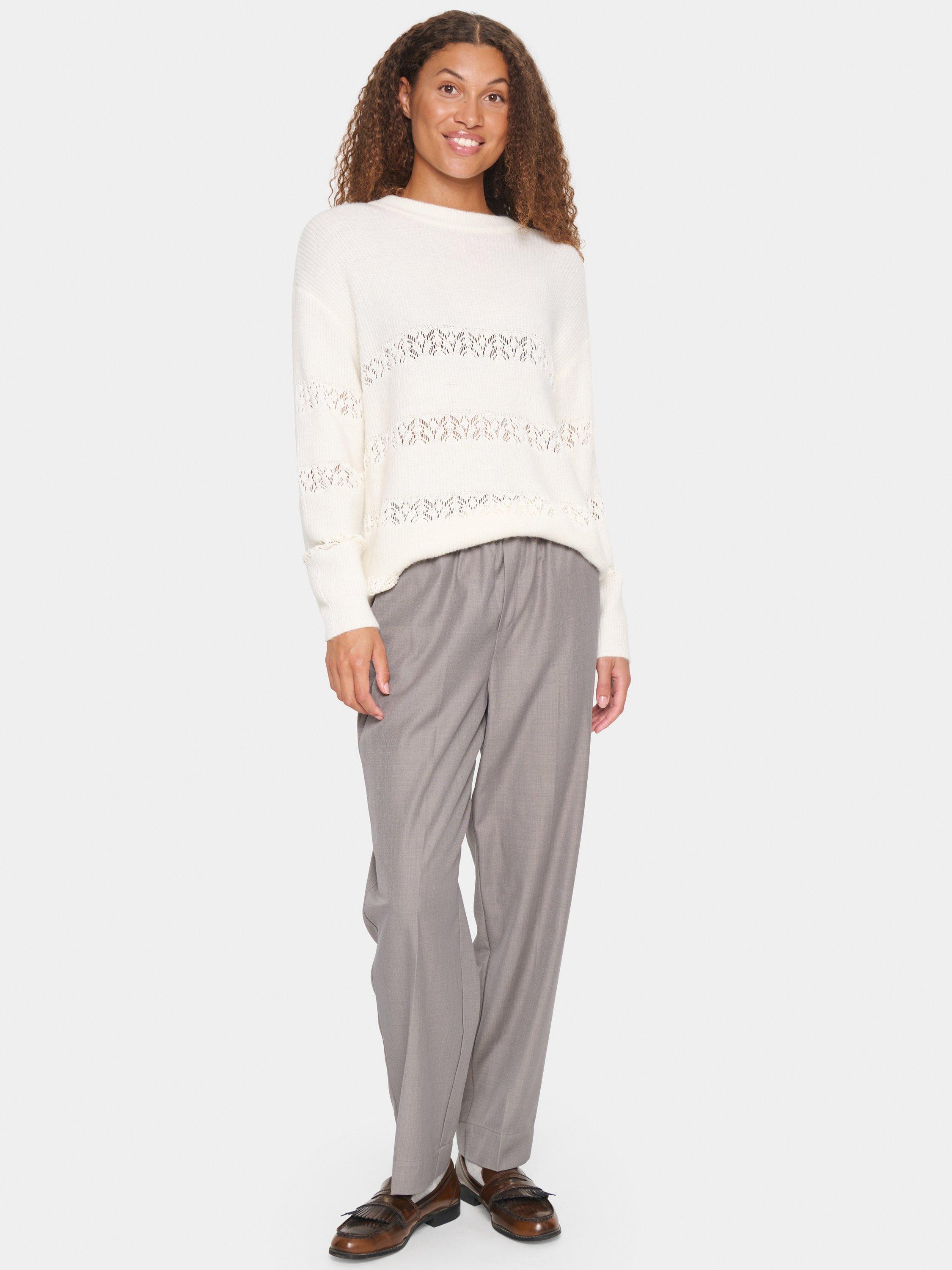 Product image 3 of 6, which shows Saint Tropez Ingela Textured Knit Jumper, Ice, XS
