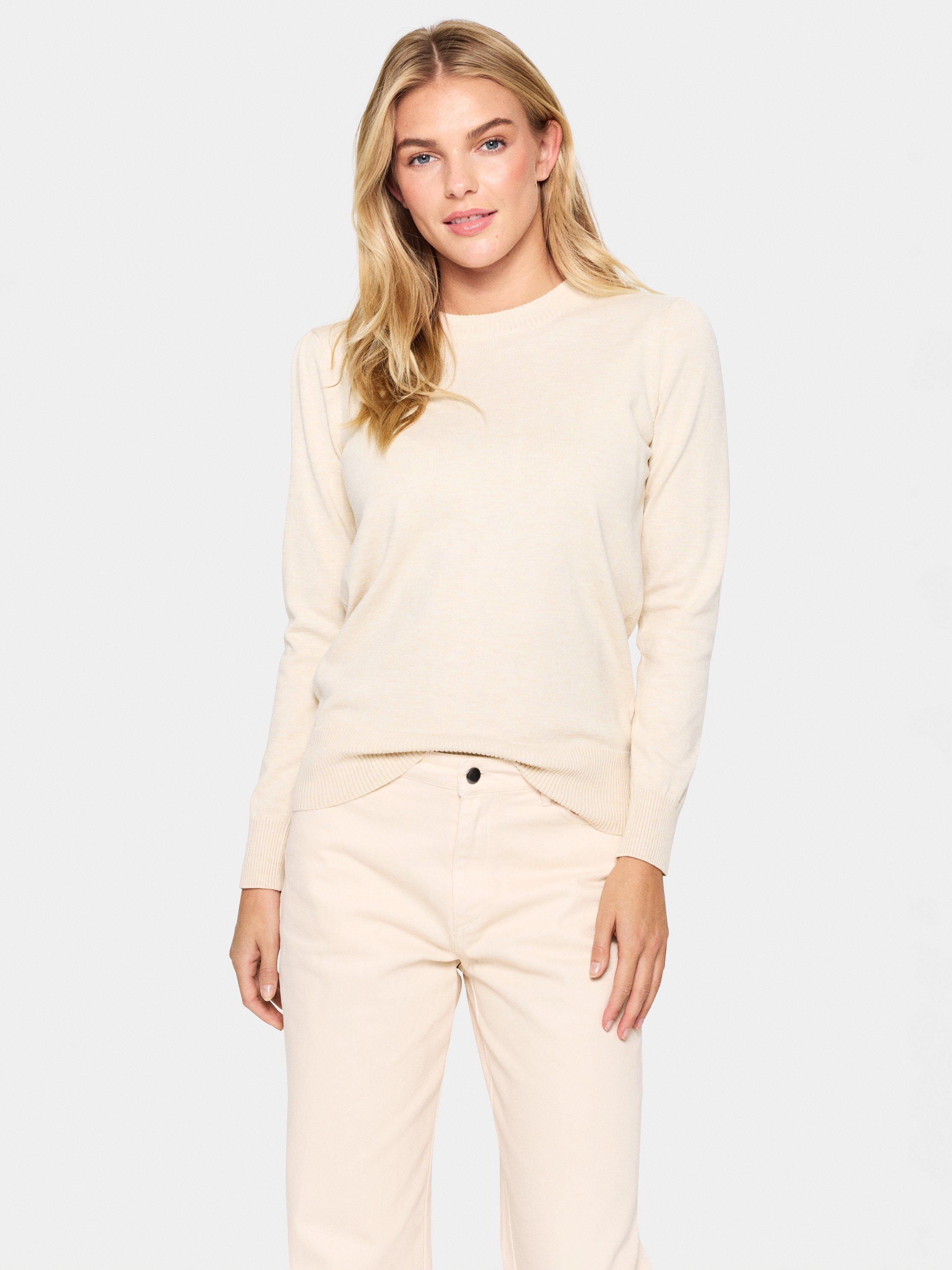 Product image 1 of 6, which shows Saint Tropez Mila Crew Neck Jumper, Breath Melange, Breath Melange, XS