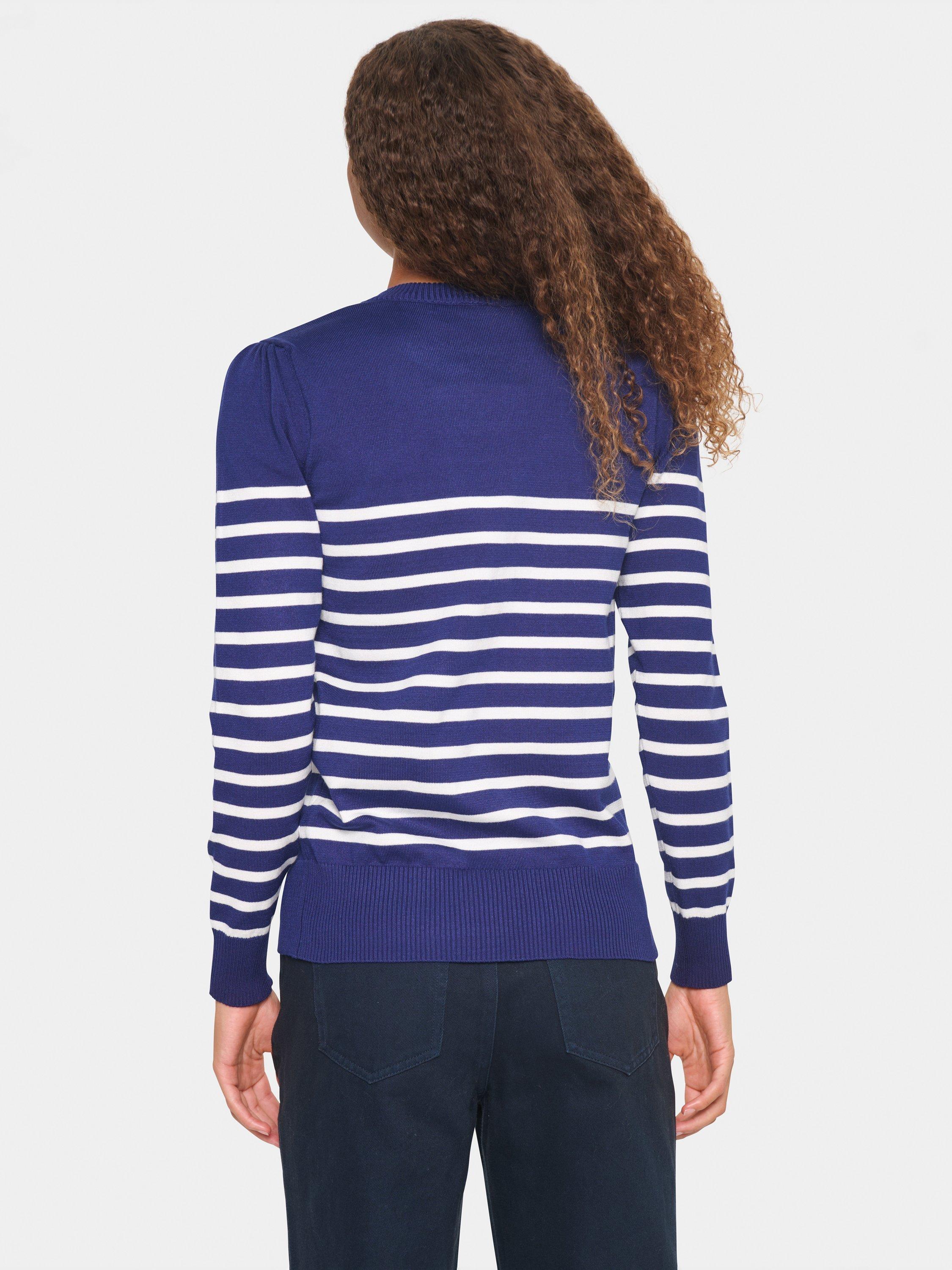 Product image 2 of 6, which shows Saint Tropez Mila Slim Fit Stripe Jumper, Blue/White, S