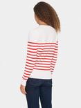 Saint Tropez Mila Slim Fit Stripe Jumper, White/Red