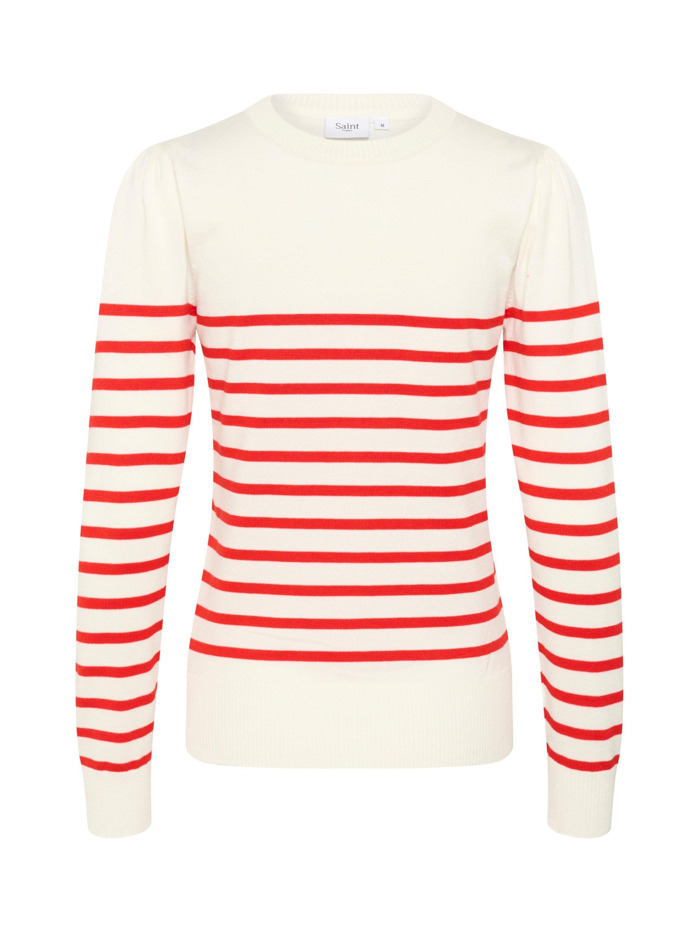 Product image 5 of 6, which shows Saint Tropez Mila Slim Fit Stripe Jumper, White/Red, XS
