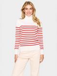 Saint Tropez Mila Stripe Roll Neck Jumper, Grey/Black, White/Red