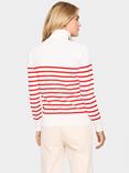Saint Tropez Mila Stripe Roll Neck Jumper, Grey/Black, White/Red