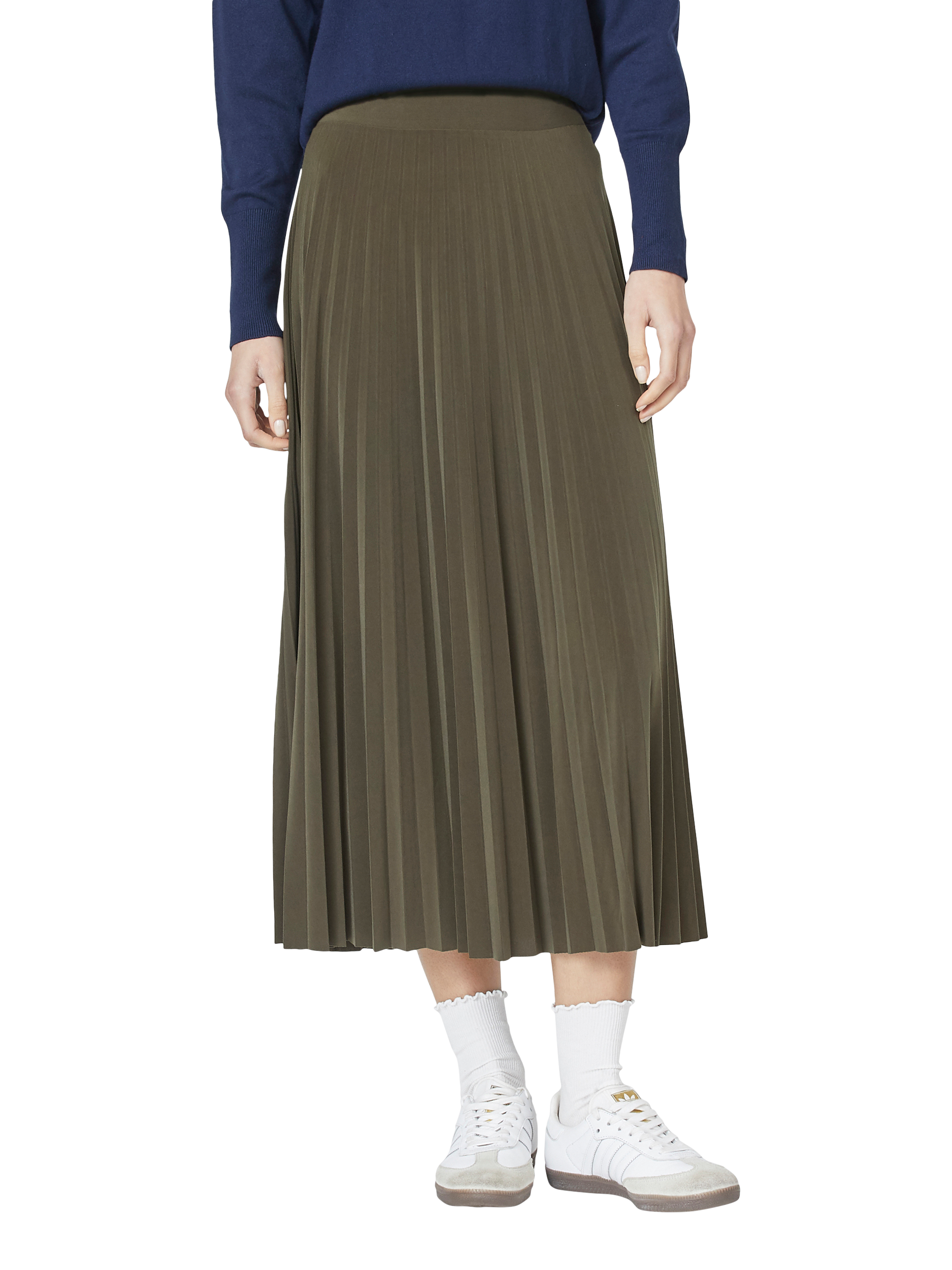 Product image 1 of 5, which shows Sisters Point Malou Pleated Skirt, Khaki, XS