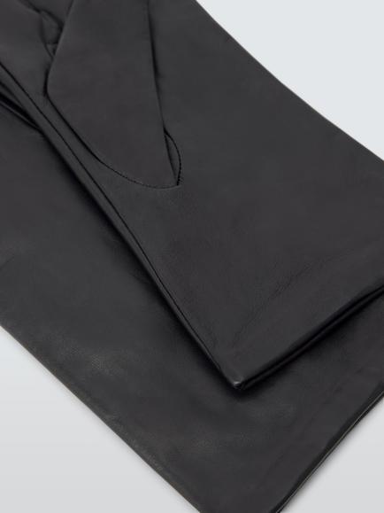 John Lewis Fleece Lined Leather Gloves - view 2, Black