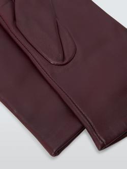 John Lewis Fleece Lined Leather Gloves - view 2, Claret