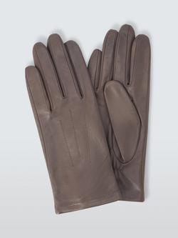 John Lewis Stitching Detail Fleece Lined Leather Gloves, Mink