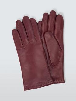 John Lewis Women's Cashmere Lined Leather Gloves, Claret