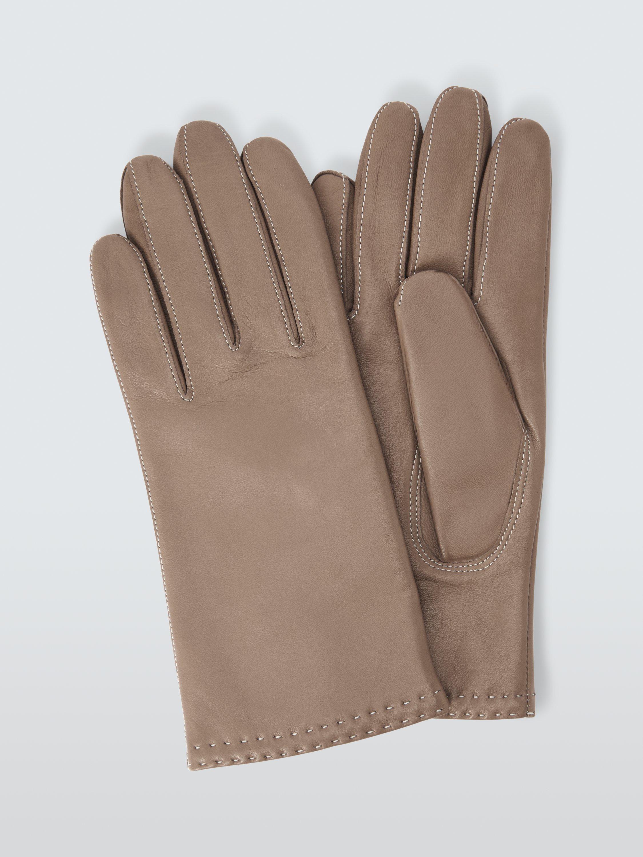 Product image 1 of 2, which shows John Lewis Women's Cashmere Lined Leather Gloves, Putty, S