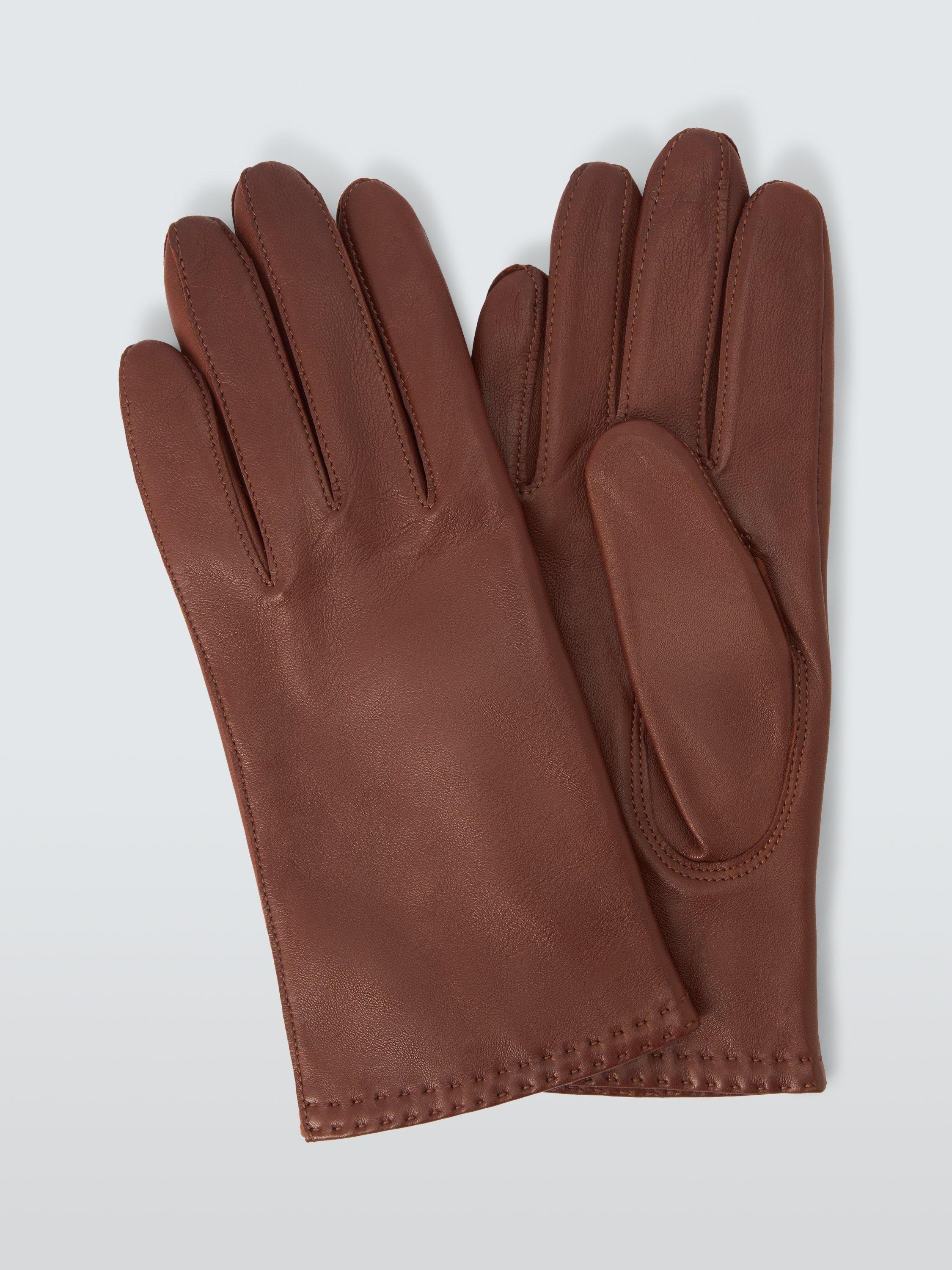 Product image 1 of 2, which shows John Lewis Women's Cashmere Lined Leather Gloves, Nut, M
