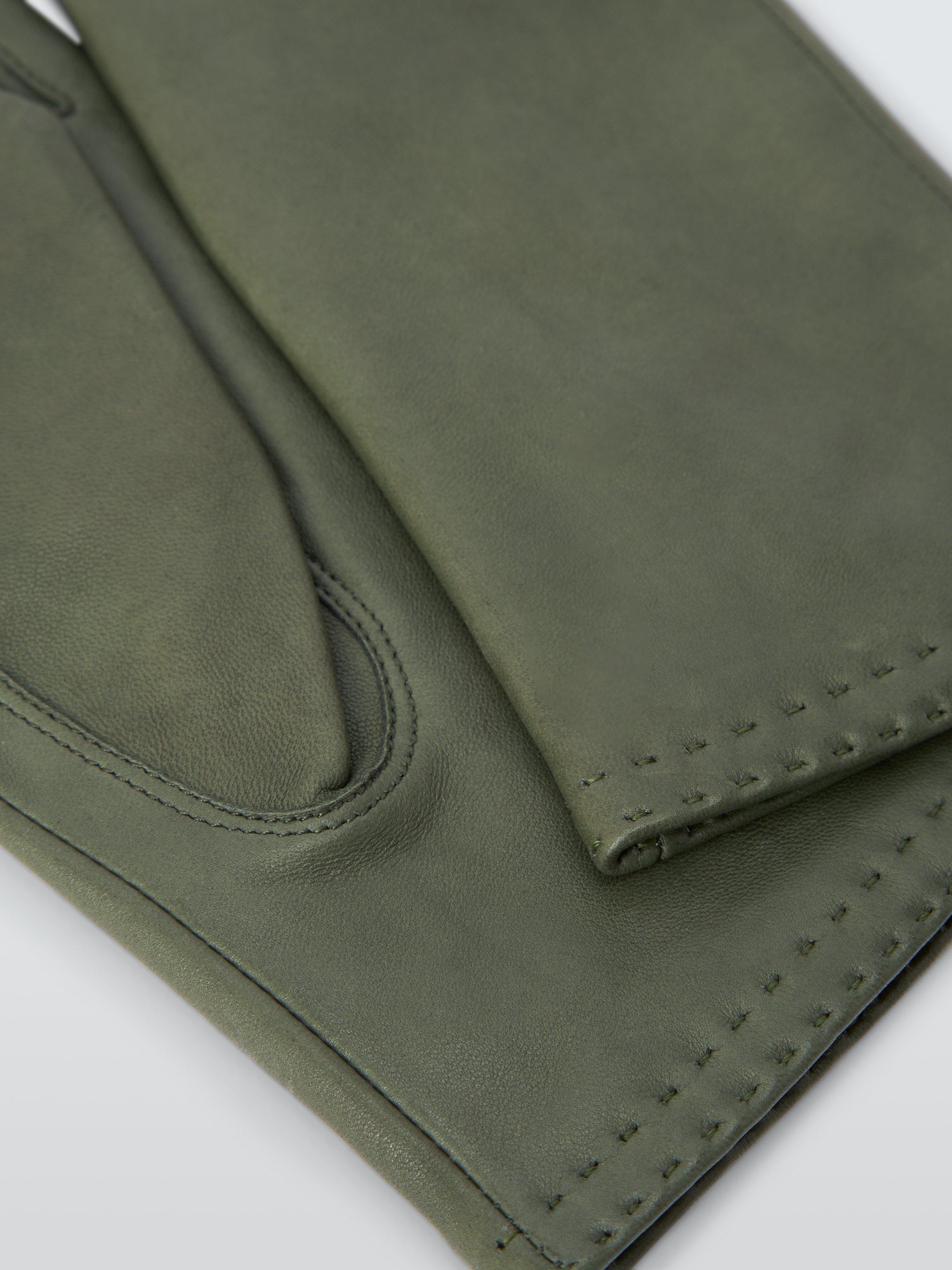 Product image 2 of 2, which shows John Lewis Women's Cashmere Lined Leather Gloves, Sage, L