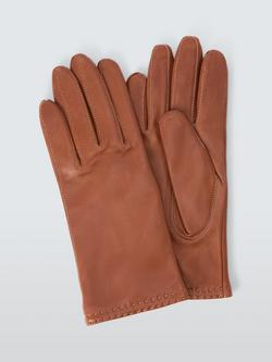 John Lewis Women's Cashmere Lined Leather Gloves, Tan
