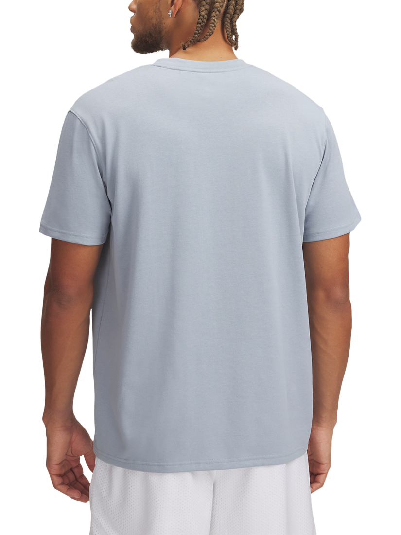 Product image 2 of 3, which shows Under Armour Men's Logo Embroidered Heavyweight T-Shirt, Harbor Blue/ Stone, S