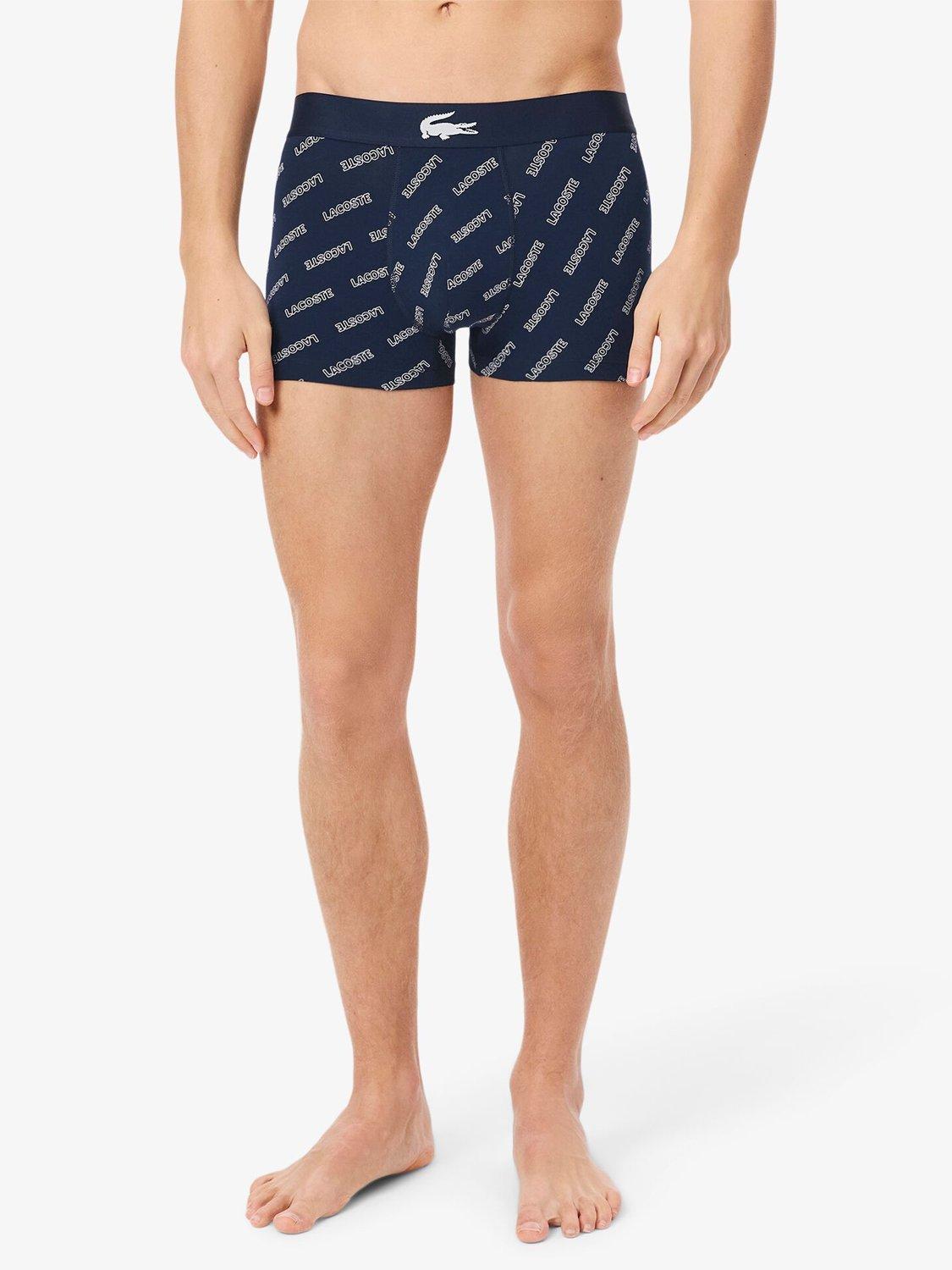 Product image 4 of 6, which shows Lacoste Logo Waistband Trunks, Pack of 3, Blue Navy, S