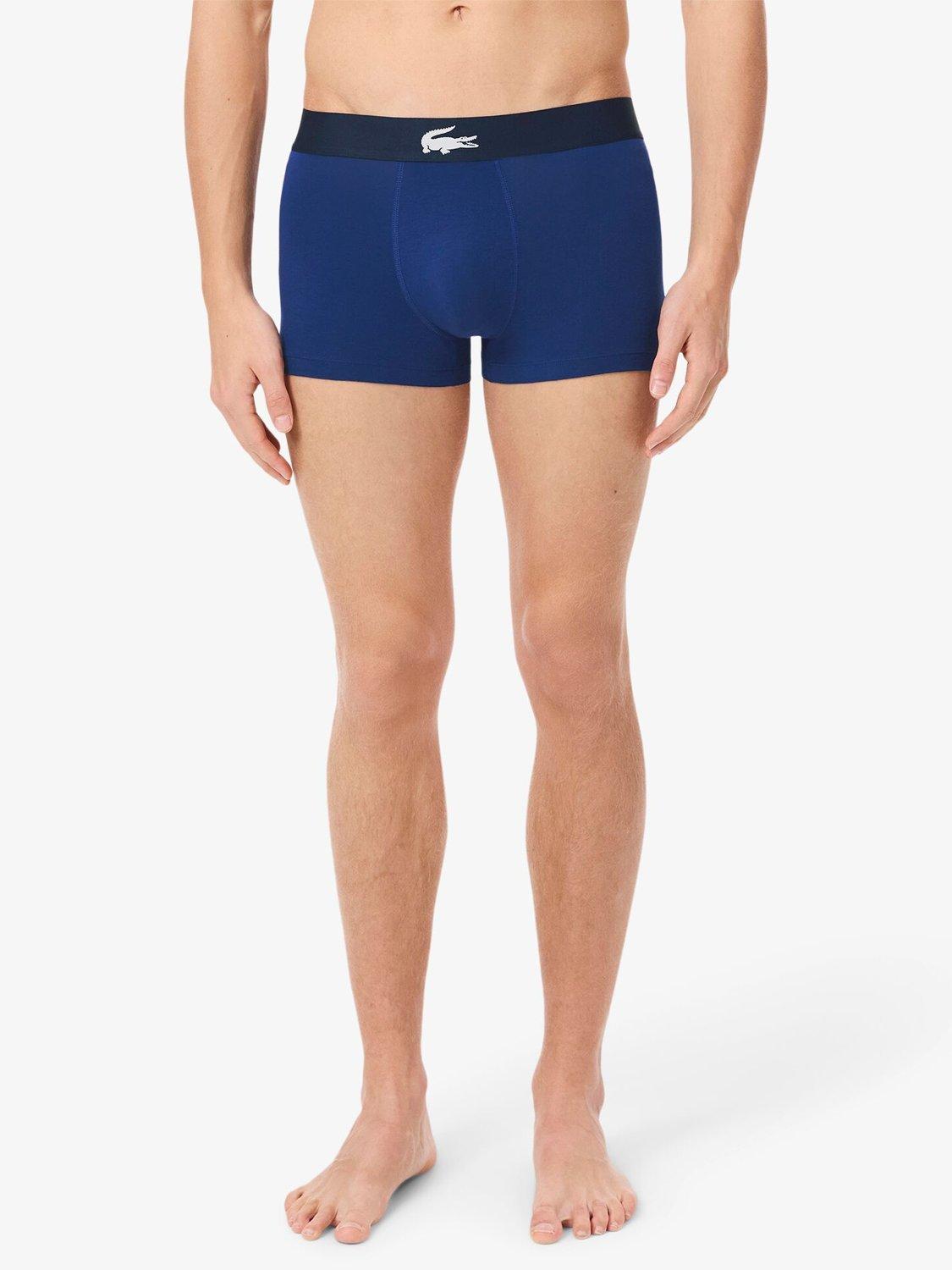 Product image 6 of 6, which shows Lacoste Logo Waistband Trunks, Pack of 3, Blue Navy, S
