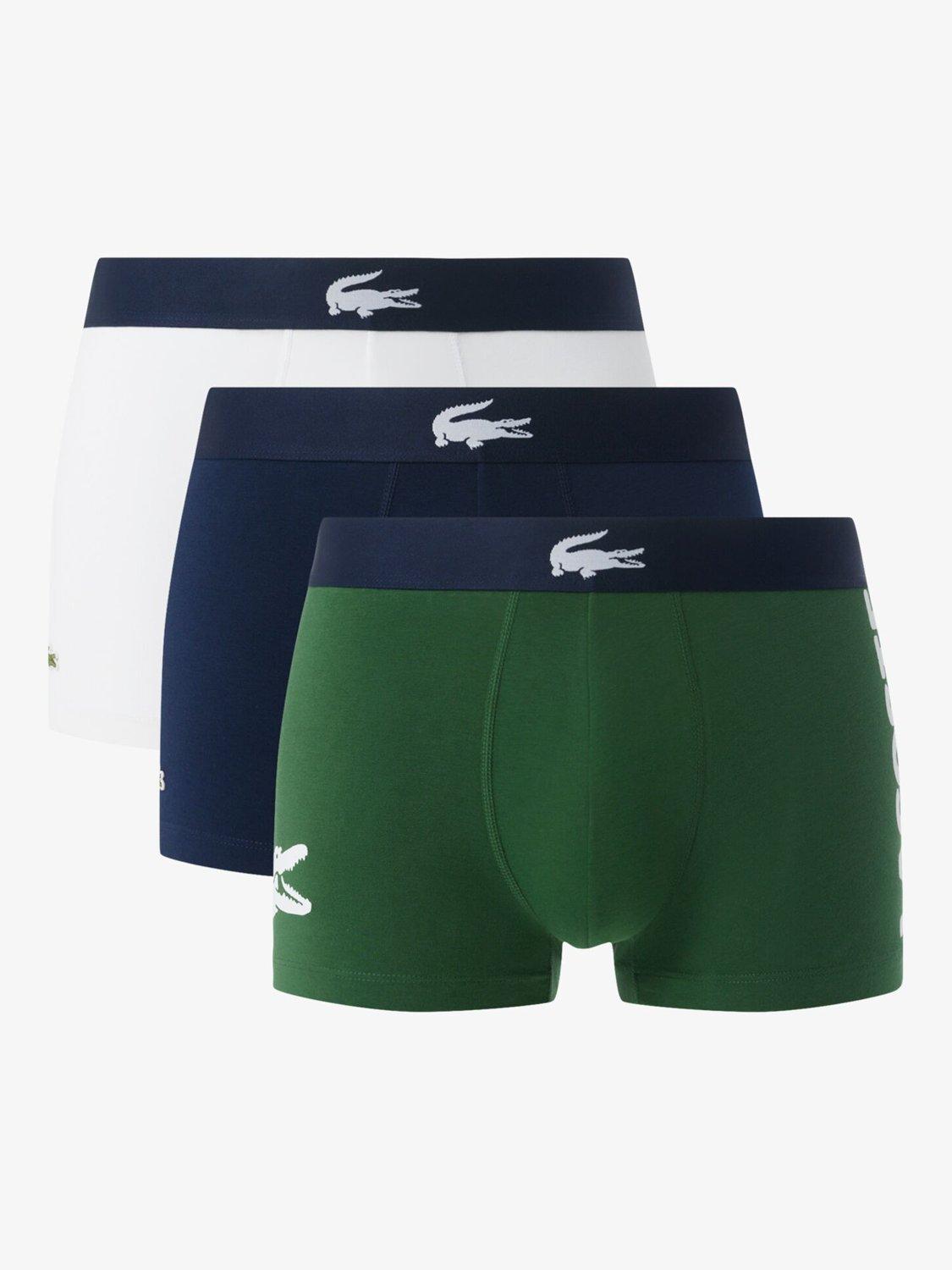 Product image 1 of 2, which shows Lacoste Big Croc Cotton Stretch Trunks, Pack of 3, Multi, S