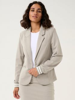 KAFFE Kinnie Stripe Cuff Blazer, Elephant Skin/Chalk, Elephant Skin/Chalk