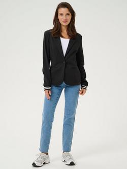 KAFFE Kinnie Stripe Cuff Blazer - view 2, Black/Silver