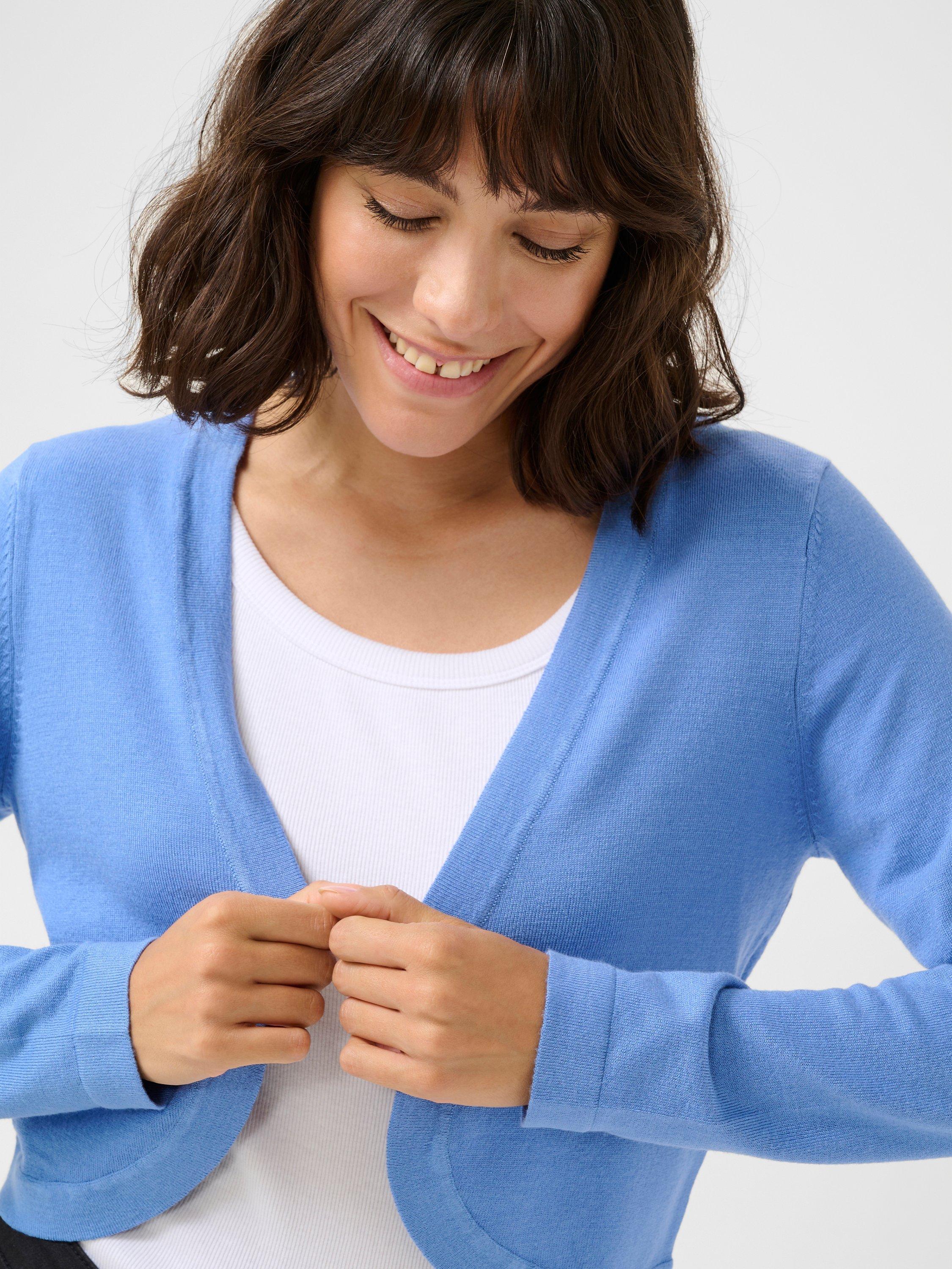 Product image 3 of 5, which shows KAFFE Astrid Long Sleeve Slim Fit Bolero, Blue, XS