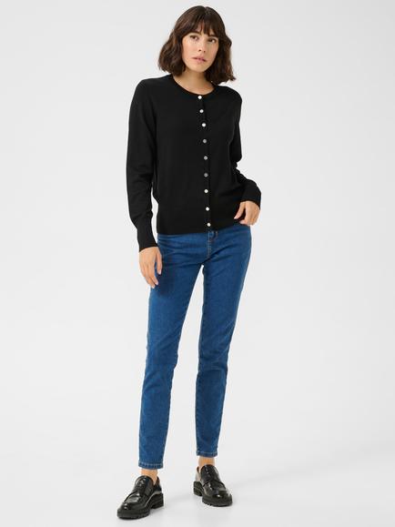KAFFE Lizza Round Neck Button Cardigan - view 2, Black Deep