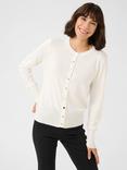 KAFFE Lizza Round Neck Button Cardigan, Chalk