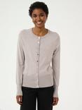 KAFFE Lizza Round Neck Button Cardigan, Elephant Melange