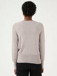KAFFE Lizza Round Neck Button Cardigan, Elephant Melange