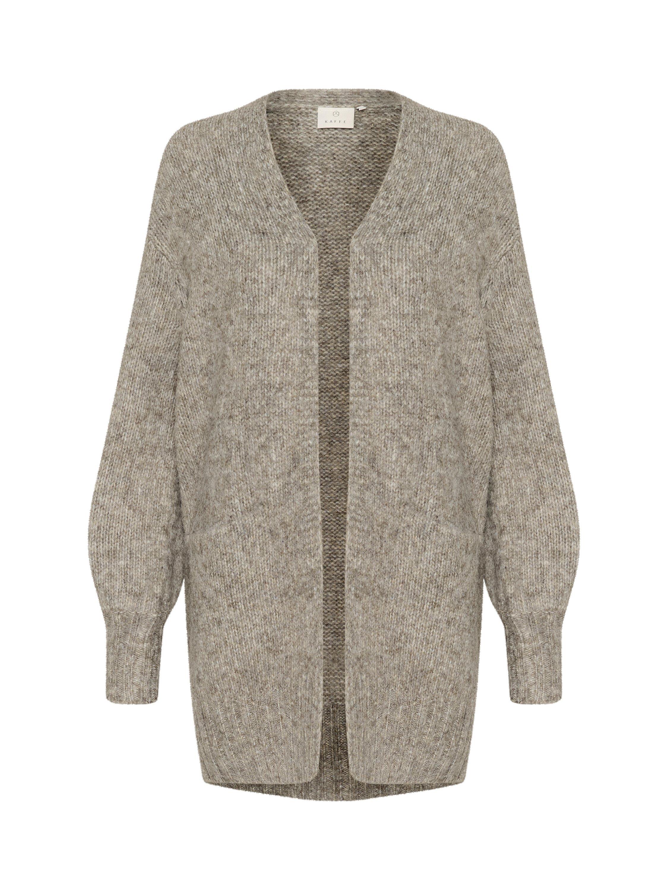 Product image 5 of 6, which shows KAFFE Trina Open Neck Loose Fit Cardigan, Grey Melange, XS