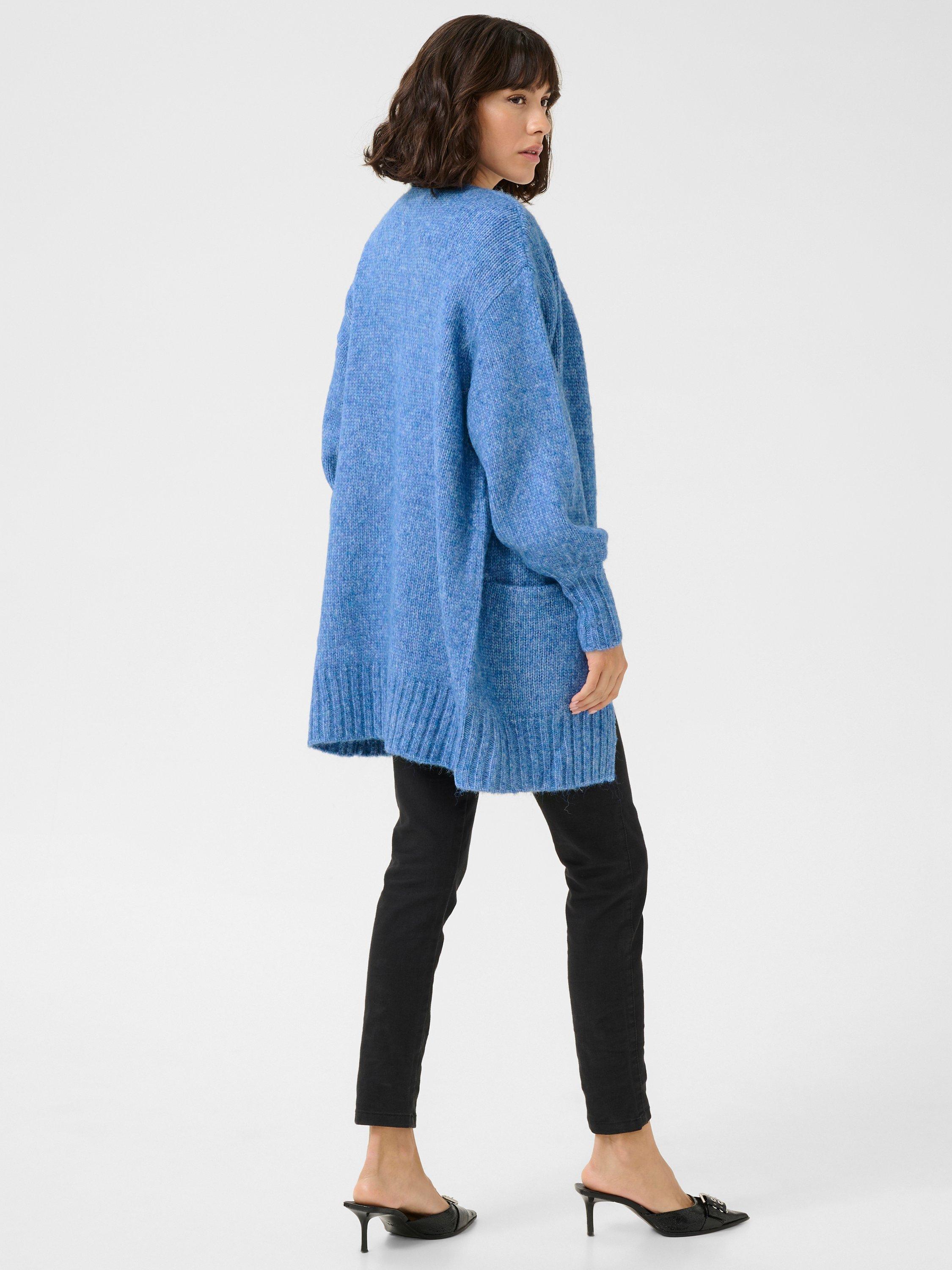 Product image 2 of 4, which shows KAFFE Trina Open Neck Cardigan, Blue Melange, S