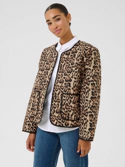 KAFFE Valia Leopard Print Quilted Jacket, Brown/Multi, Brown/Multi