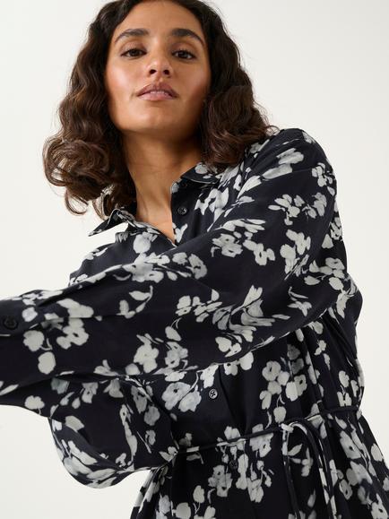 KAFFE Alice Floral Shirt Dress, Marine/Multi - view 2, Marine/Multi