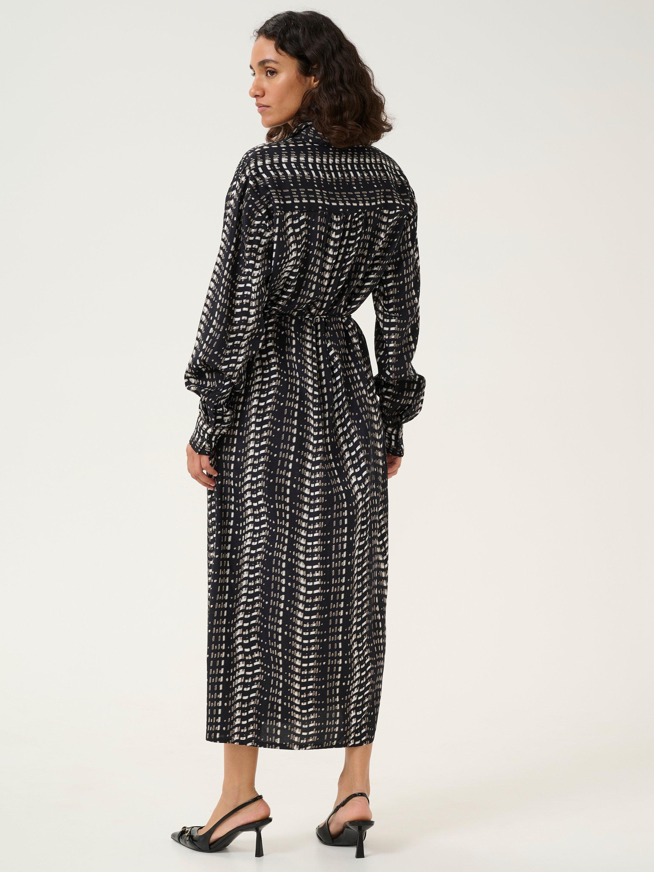 Product image 2 of 4, which shows KAFFE Alice Abstract Shirt Dress, Black/White, 8