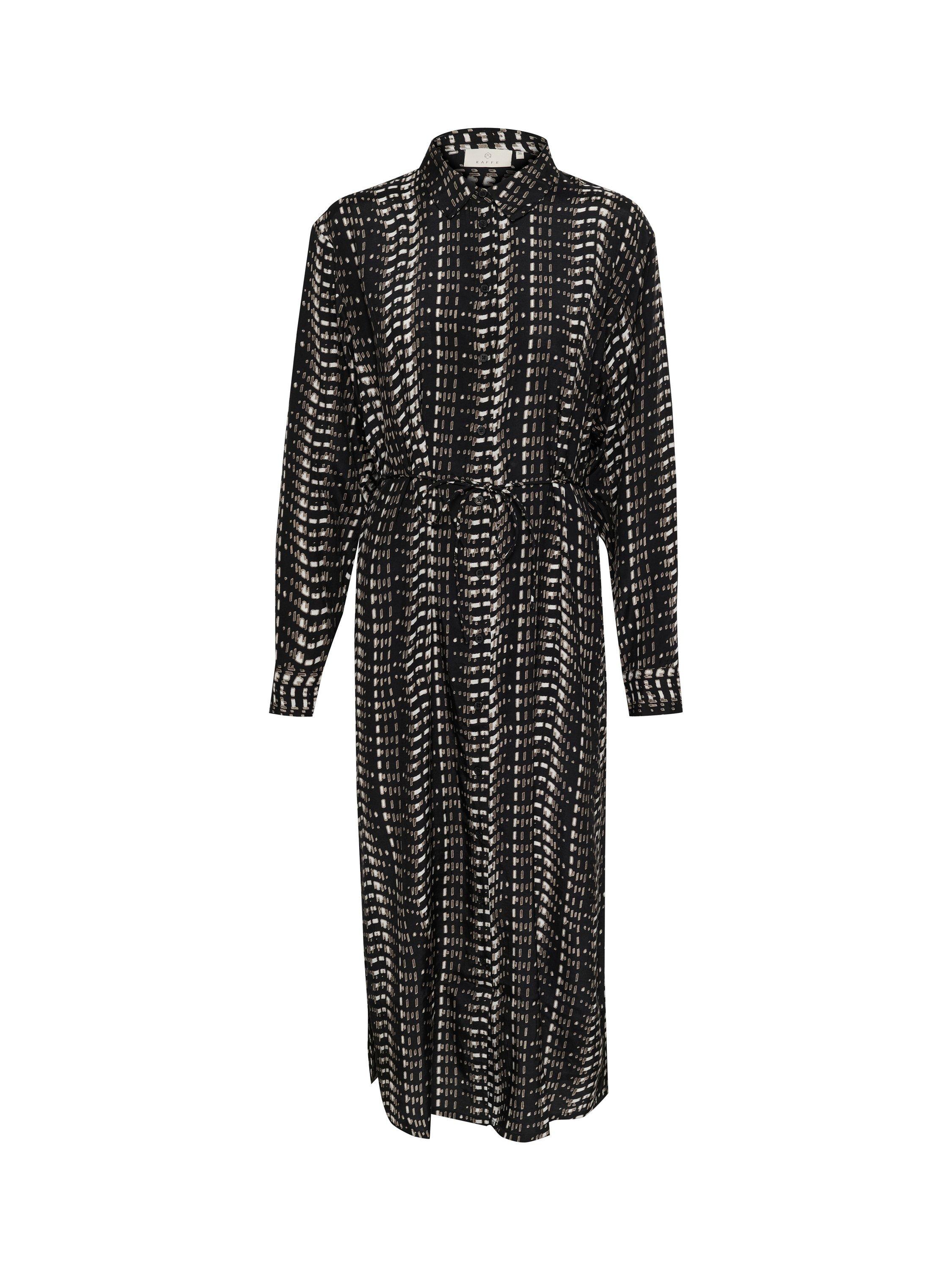 Product image 3 of 4, which shows KAFFE Alice Abstract Shirt Dress, Black/White, 8