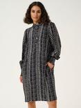 KAFFE Alice Abstract Frill Dress, Black/White