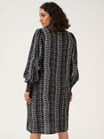 KAFFE Alice Abstract Frill Dress, Black/White