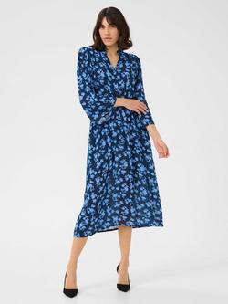 KAFFE Amber Floral Midi Dress, Blue, Blue