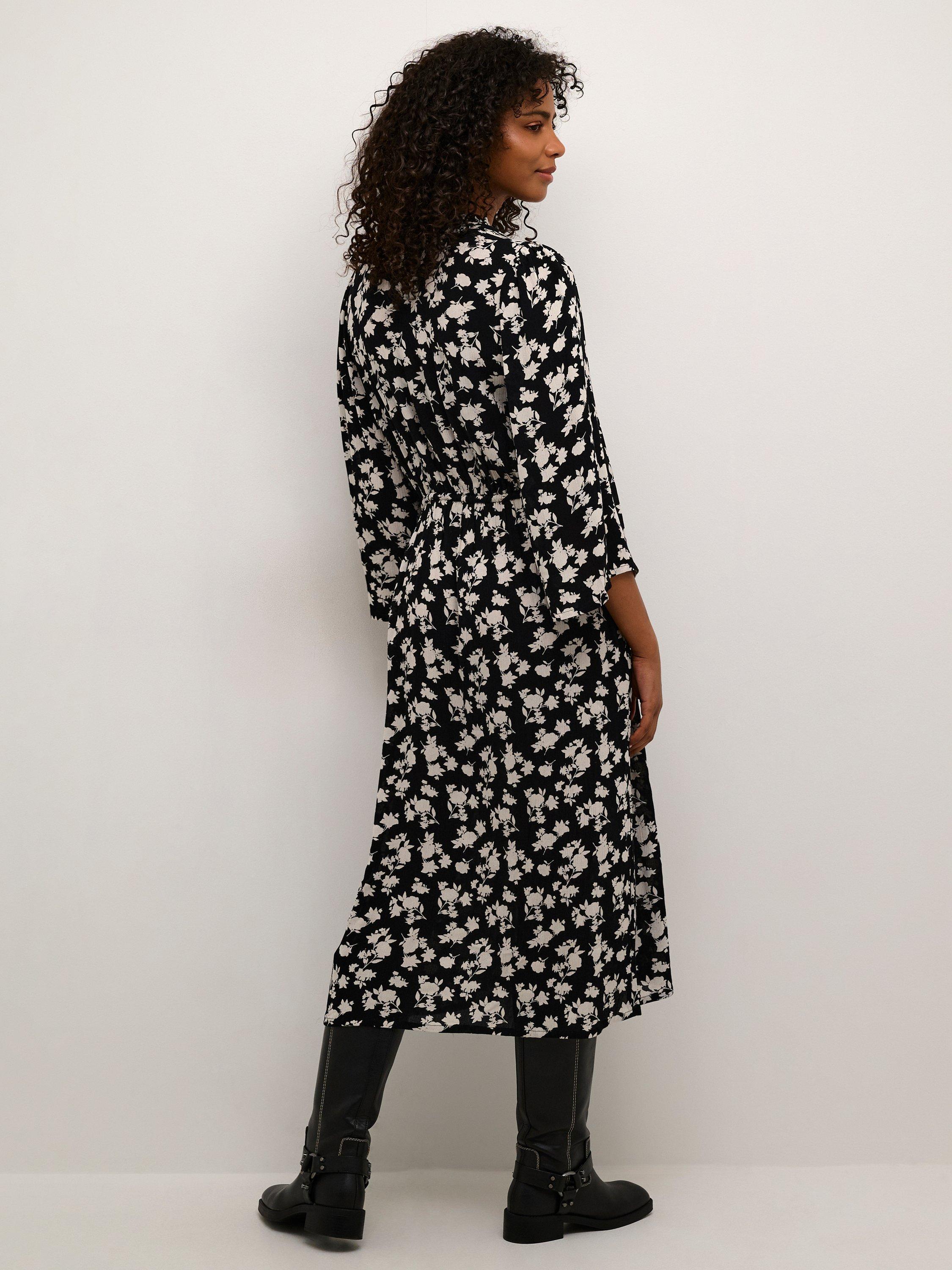 Product image 2 of 5, which shows KAFFE Amber Floral Midi Dress, Black, 8