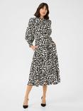 KAFFE Emina Animal Print Shirt Dress, Grey/Black