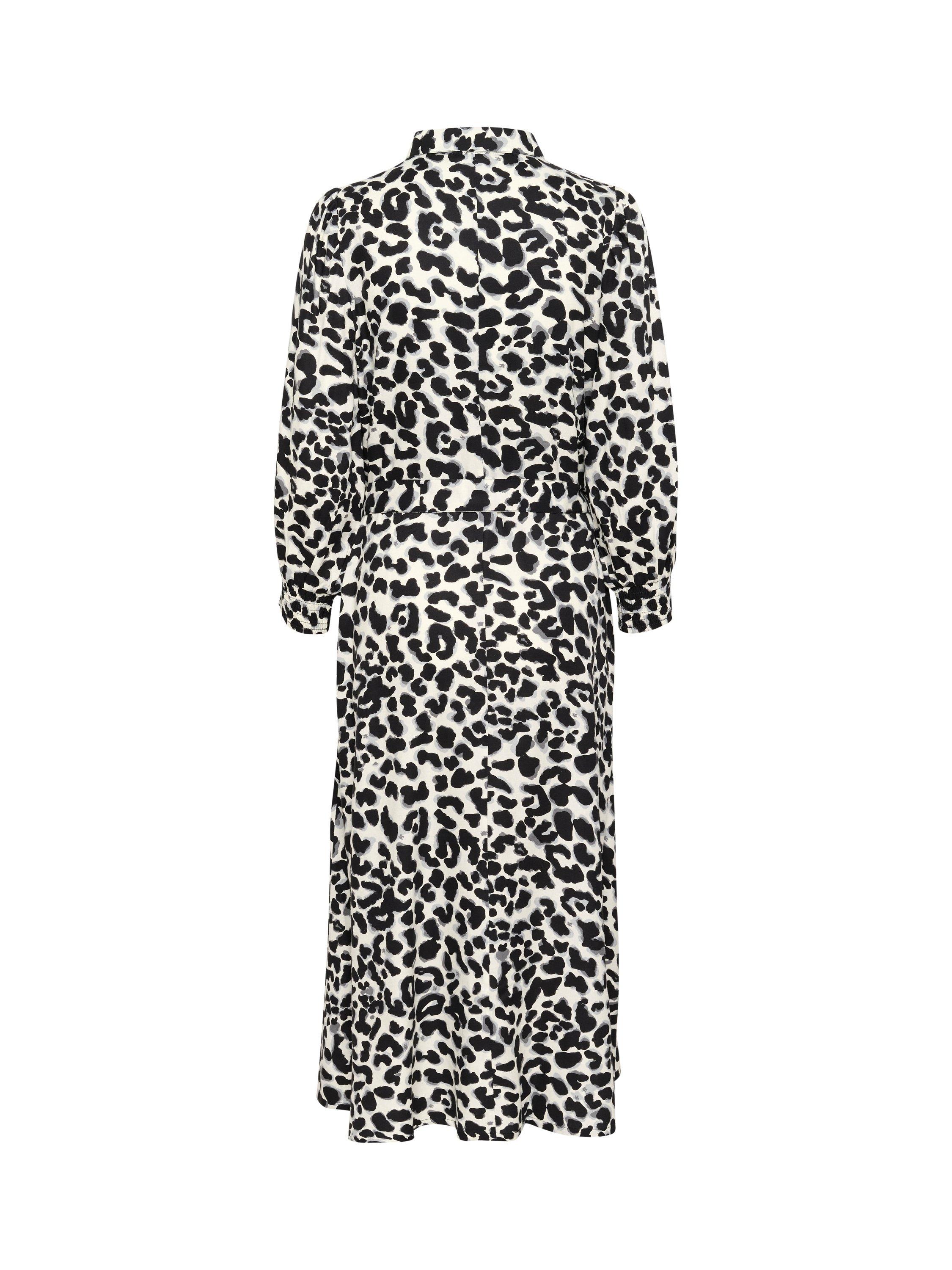 Product image 4 of 4, which shows KAFFE Emina Animal Print Shirt Dress, Grey/Black, 8