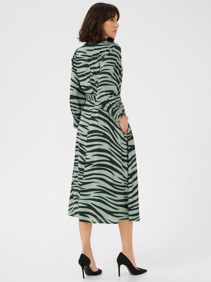KAFFE Emine Olga Animal Print Midi Dress - view 2, Green/Black