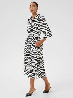 KAFFE Emine Olga Animal Print Midi Dress - view 2, White/Black