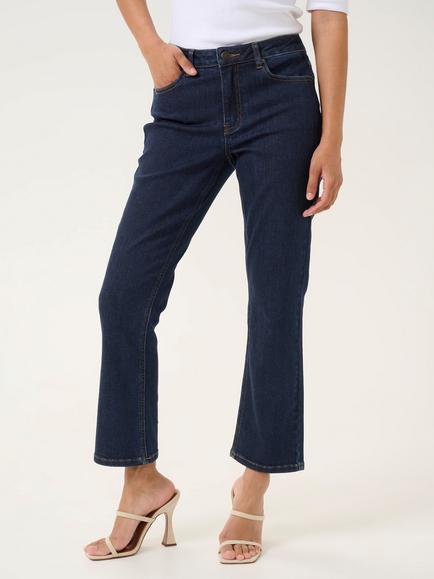KAFFE Sinem Flared Cropped Jeans, Dark Blue Unwashed, Dark Blue Unwashed