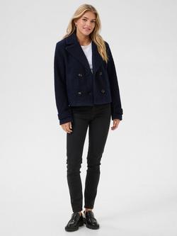 KAFFE Anne Teddy Double Breasted Jacket - view 2, Midnight Marine