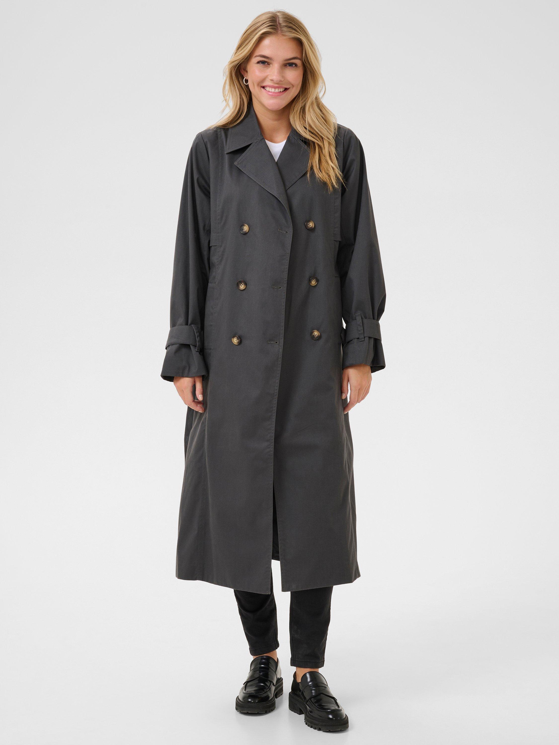 Product image 1 of 4, which shows KAFFE Patricia Trench Coat, Black Oyster, 8