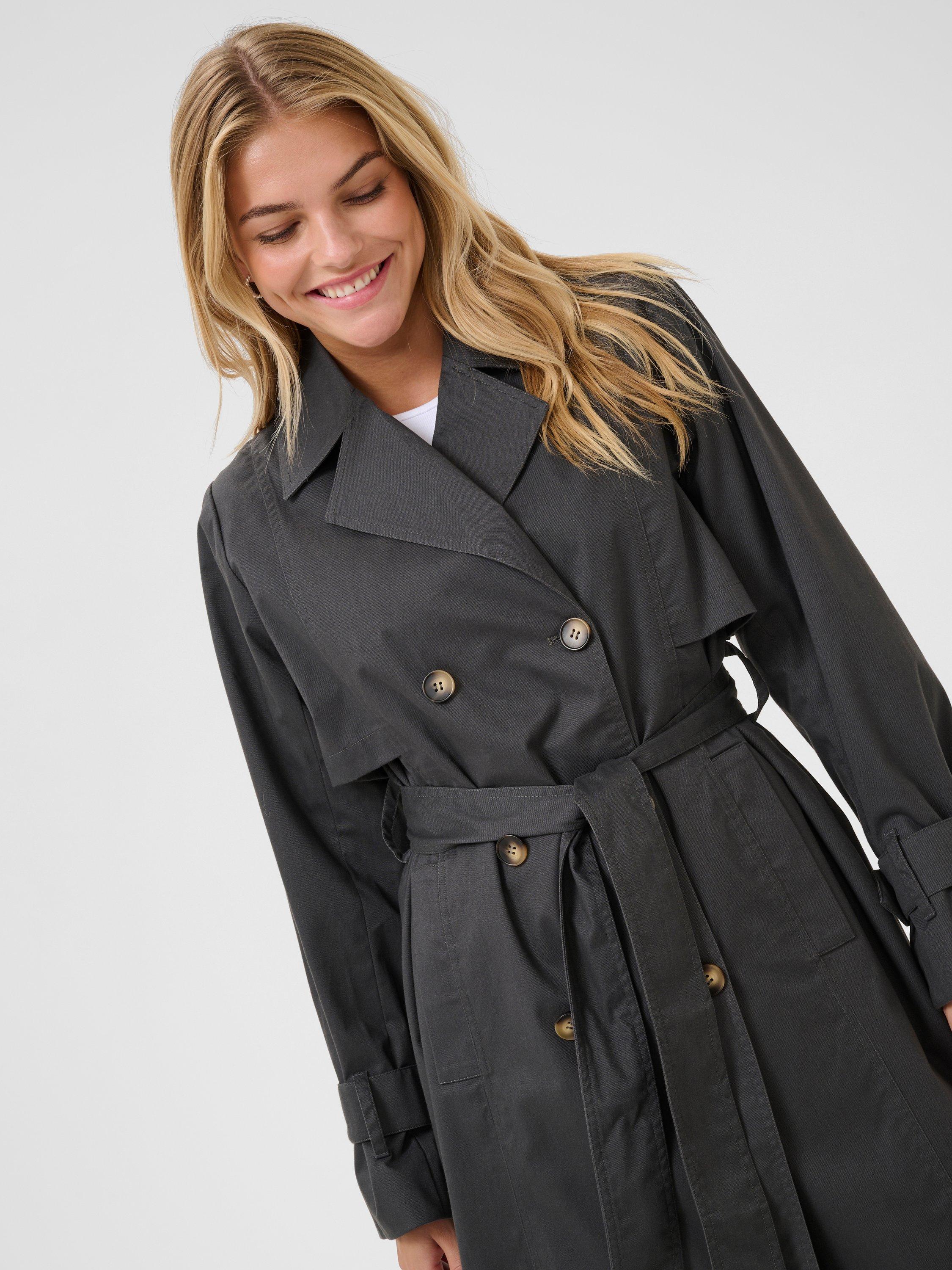 Product image 2 of 4, which shows KAFFE Patricia Trench Coat, Black Oyster, 8