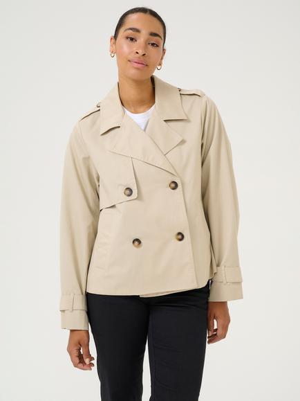 KAFFE Patricia Short Trench Coat, Feather Grey