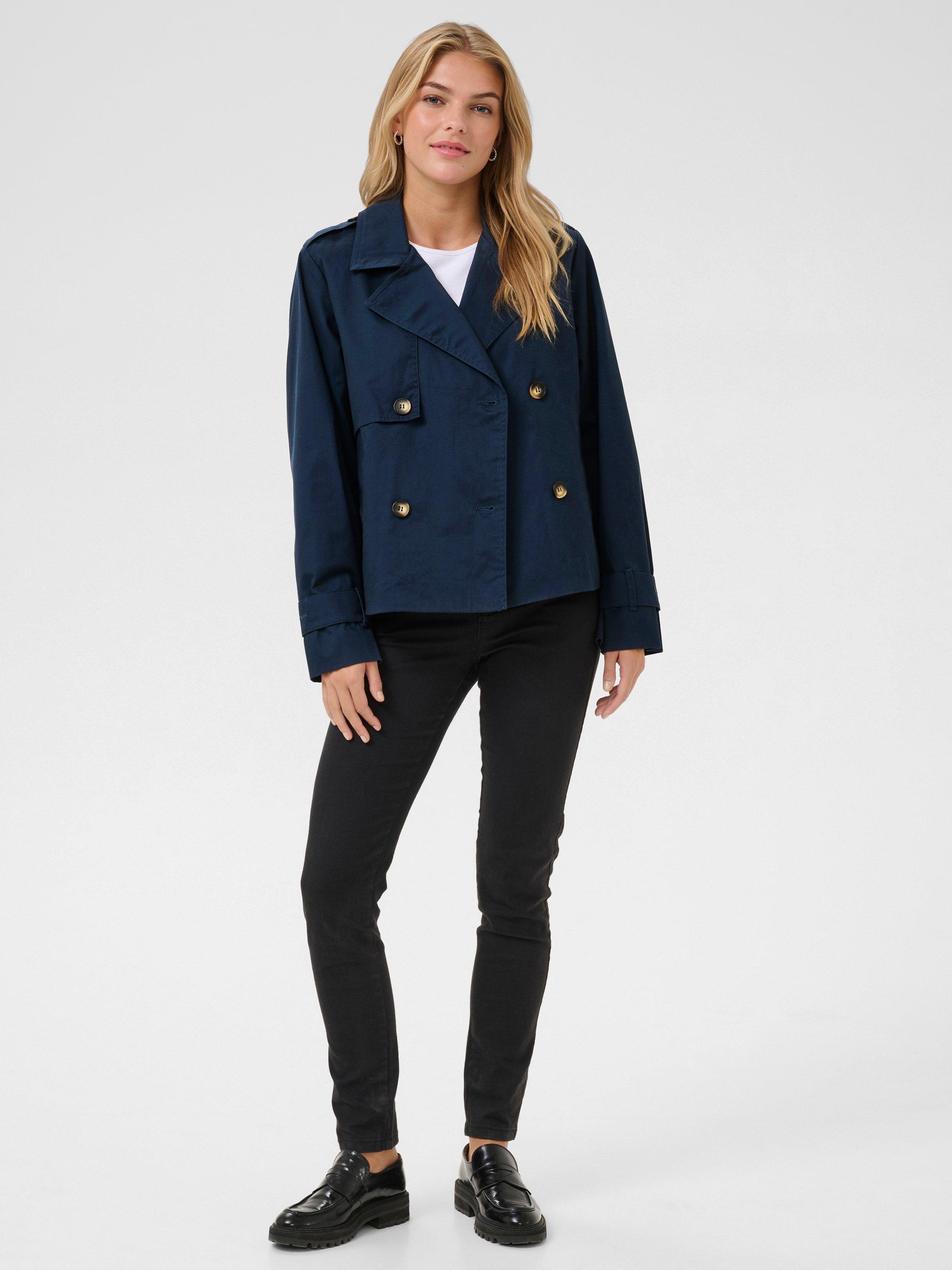 Product image 3 of 5, which shows KAFFE Patricia Short Trench Coat, Midnight Marine, 12